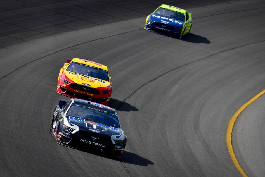 Stewart-Haas Racing's Kevin Harvick came from seventh place on the final restart to win. Stewart-Haas Racing's Kevin Harvick came from seventh place on the final restart to win.